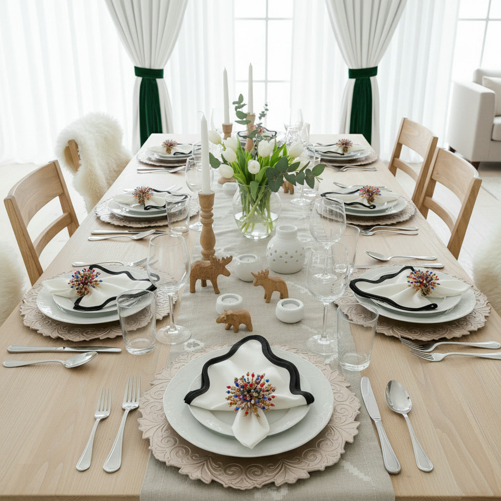 Cream Embossed Faux Leather Round Placemat, Set of 4