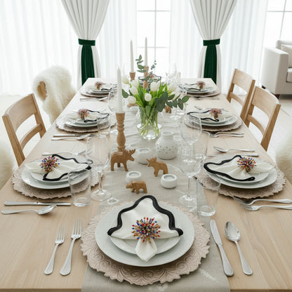 Cream Embossed Faux Leather Round Placemat, Set of 4