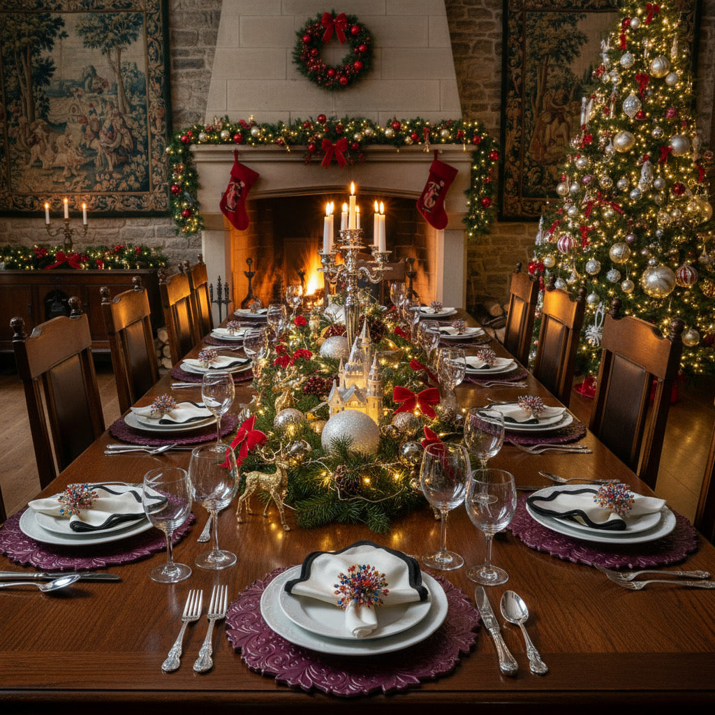 Red Embossed Faux Leather Round Placemat, Set of 4