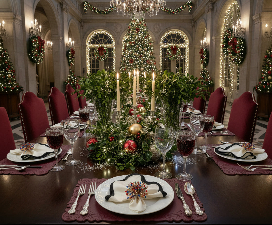 Red Embossed Faux Leather Rectangle Placemat, Set of 4