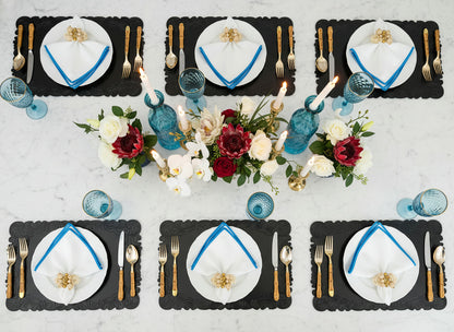 Black Embossed Faux Leather Rectangle Placemat, Set of 4