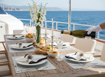 Sunburst Rectangle Placemat in Silver, Set of 4