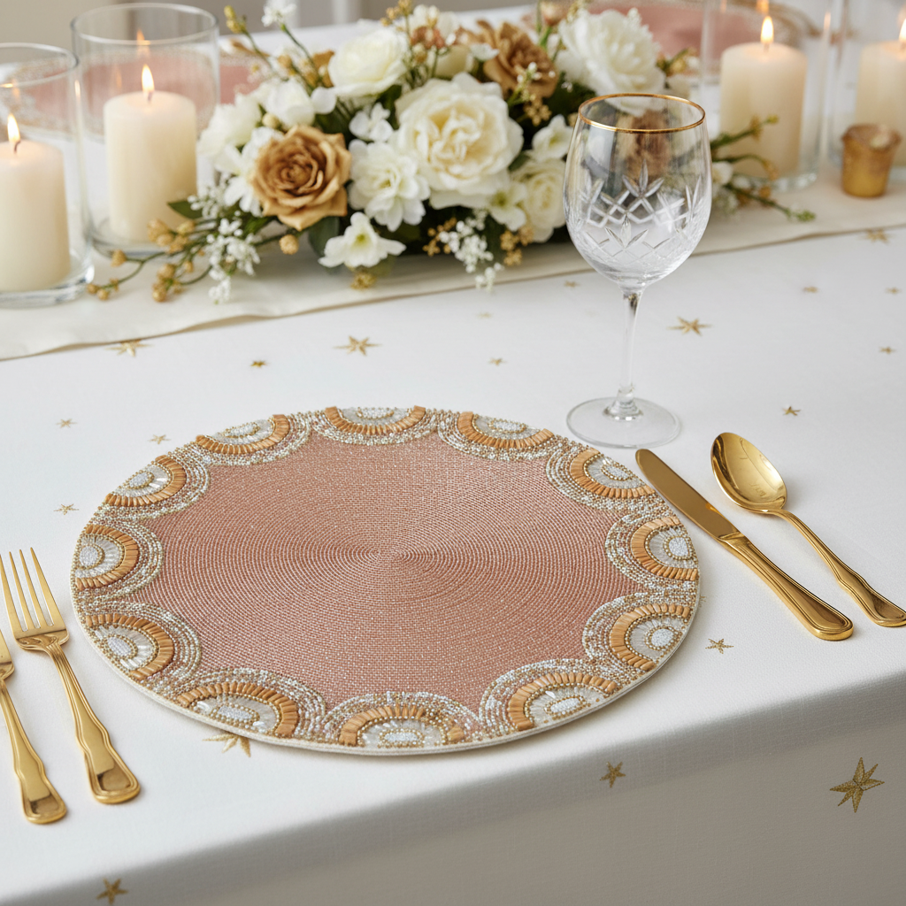 Sunblush Beaded Placemat , Set of 2