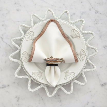 The Ocean Beaded placemat in White, Set of 2