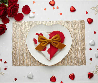 Gold Metallic Leaves cut out Rectangle Placemat, Set of 4