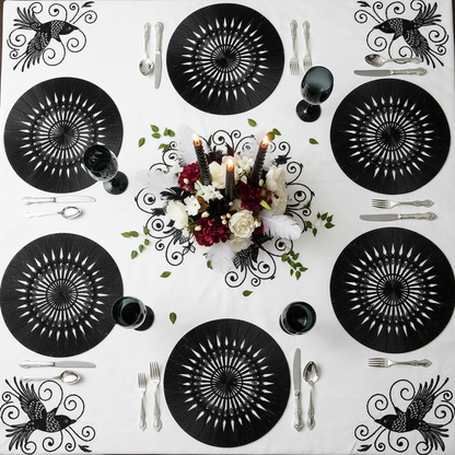 Wish Round Placemat in Black, Set of 4