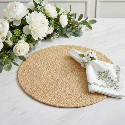 Wheat Round Placemat in Natural, Set of 4