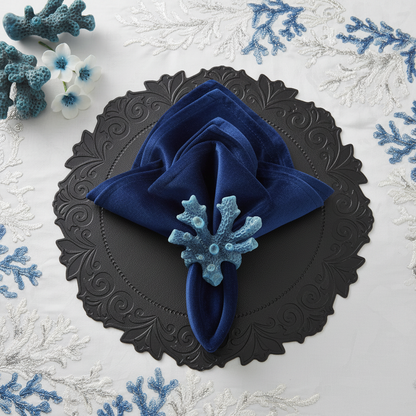 Black Embossed Faux Leather Round Placemat, Set of 4