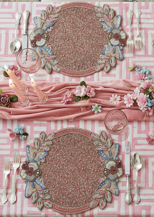 Butterfly Garden Beaded placemat, Set of 2