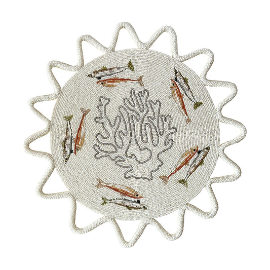 Sample The Ocean Beaded placemat in White x 1