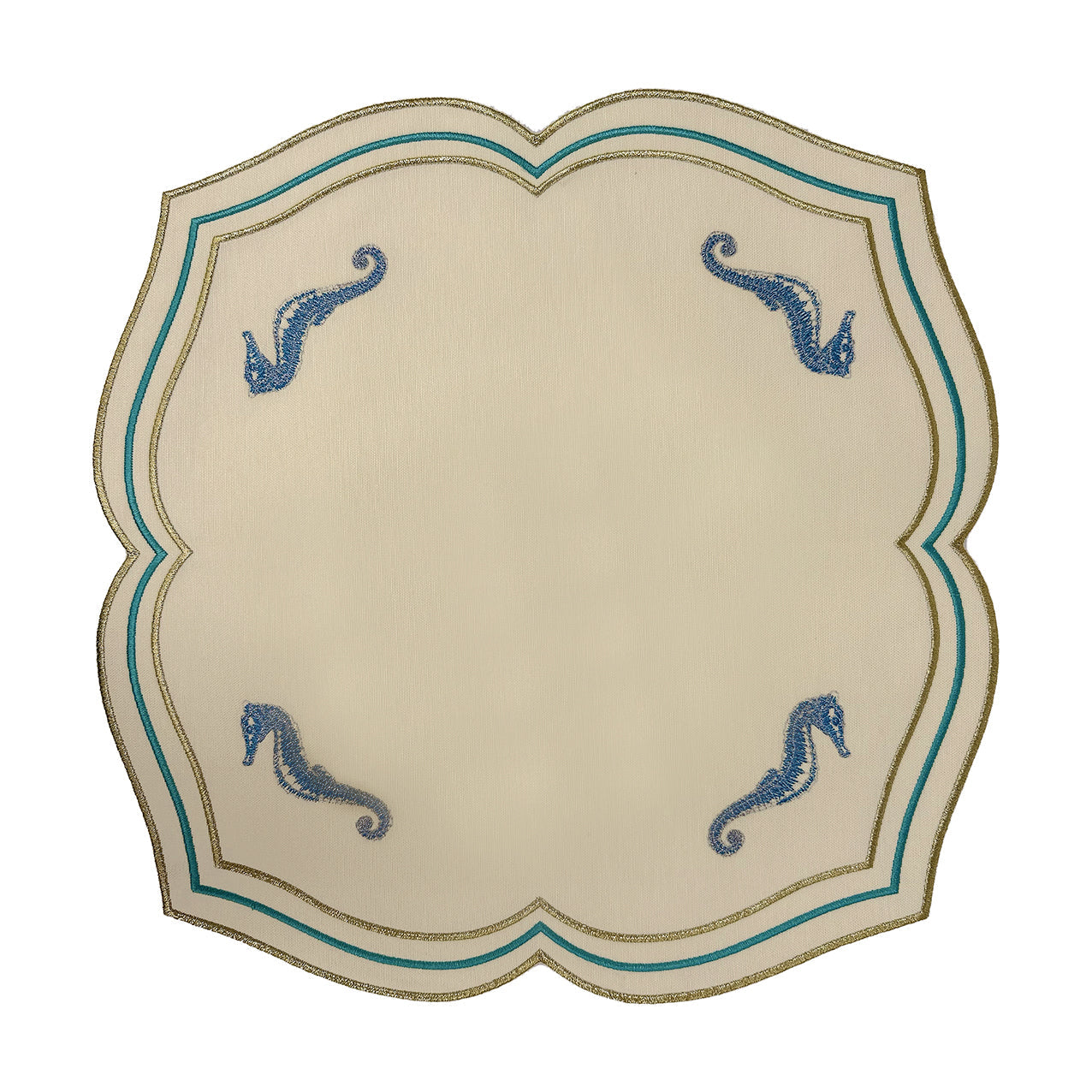 Sample Embroidered Seahorse placemat x 4