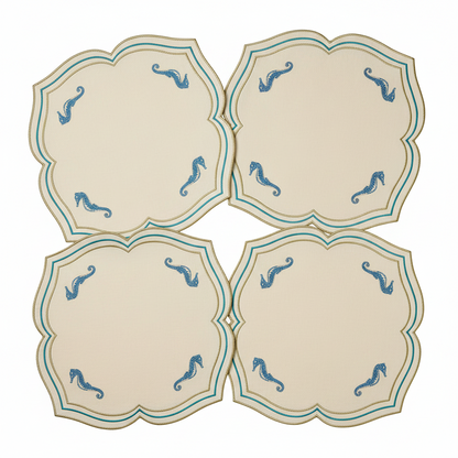 Sample Embroidered Seahorse placemat x 4