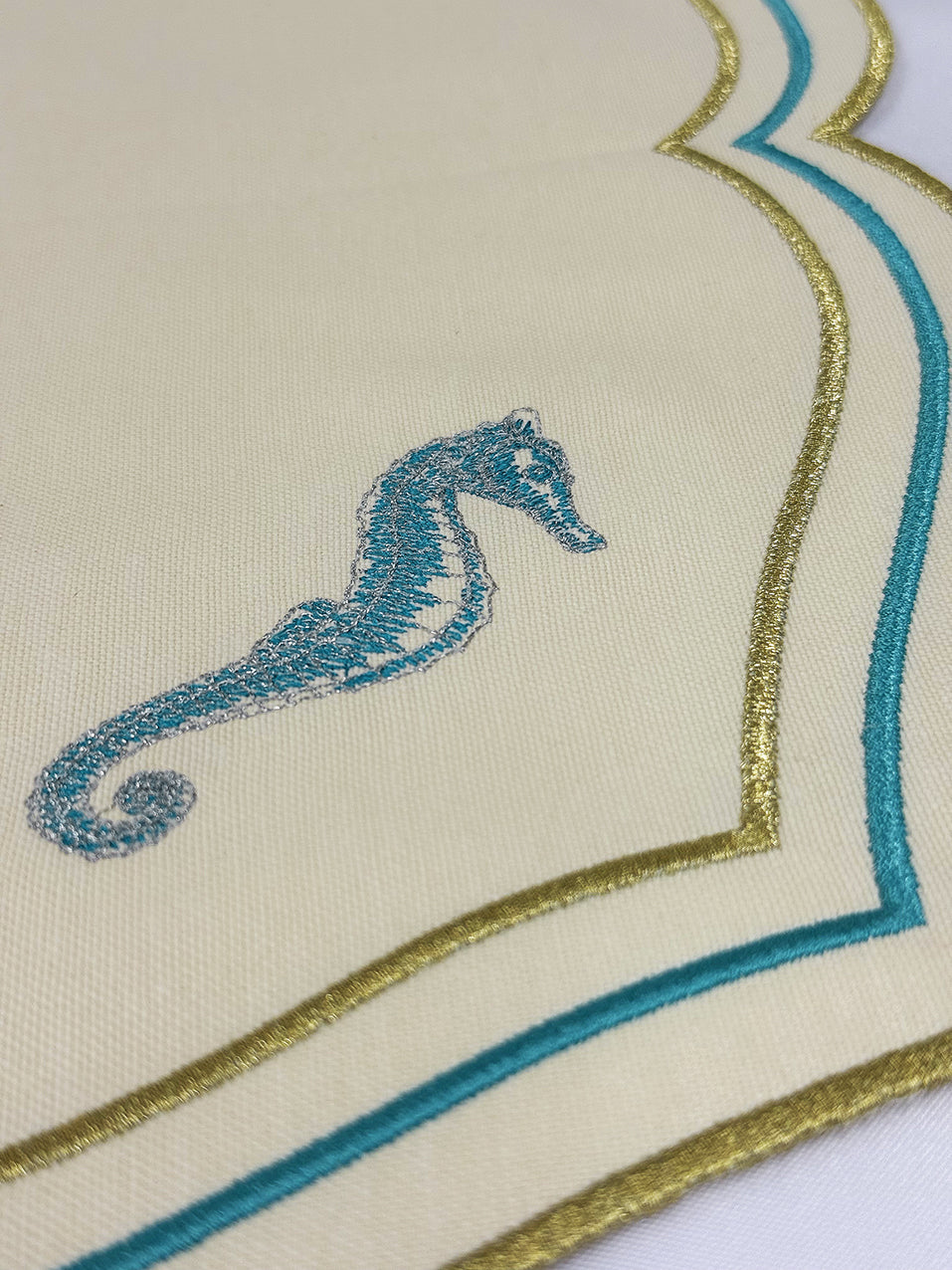 Sample Embroidered Seahorse placemat x 4