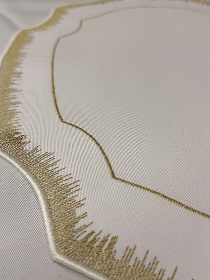 Samples Embroidered Gold Dust placemat in Ivory & Gold x 4