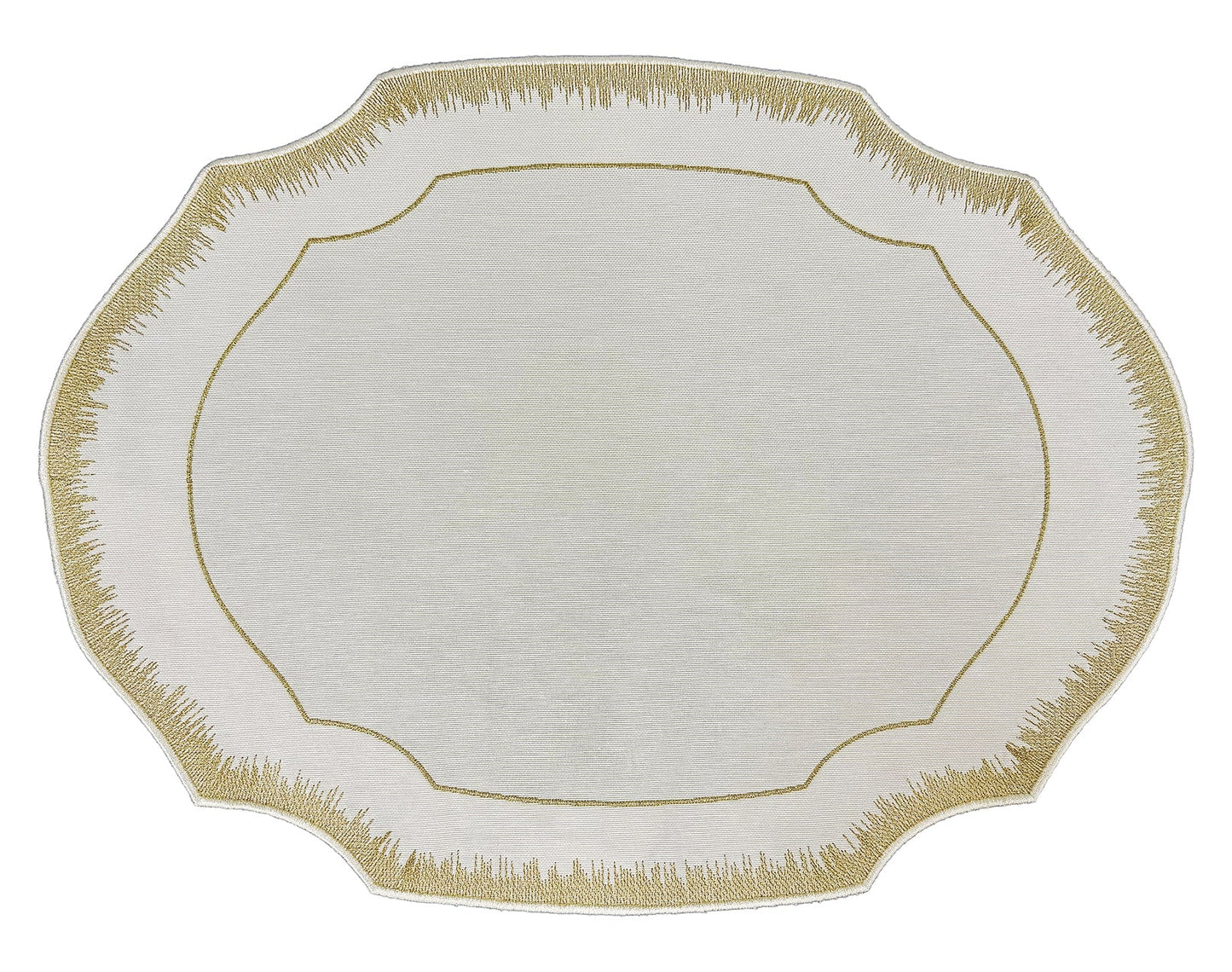 Samples Embroidered Gold Dust placemat in Ivory & Gold x 4