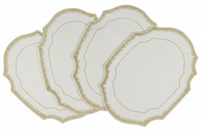 Samples Embroidered Gold Dust placemat in Ivory & Gold x 4