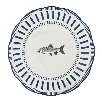 Samples Embroidered Striper placemat in Navy Blue x 3