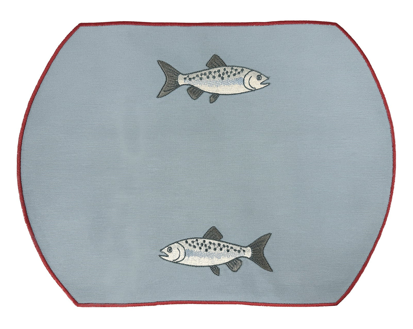 Samples Embroidered Mackerel placemat in Denim Blue x 4