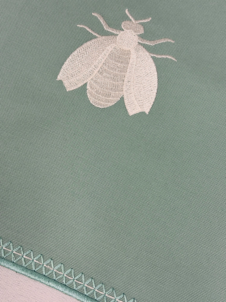 Samples Embroidered Honey Bee placemat in Duck Egg Blue x 4