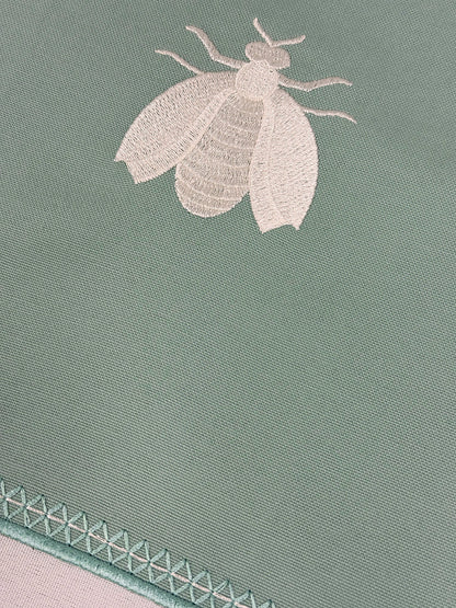 Samples Embroidered Honey Bee placemat in Duck Egg Blue x 4