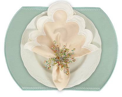 Samples Embroidered Honey Bee placemat in Duck Egg Blue x 4