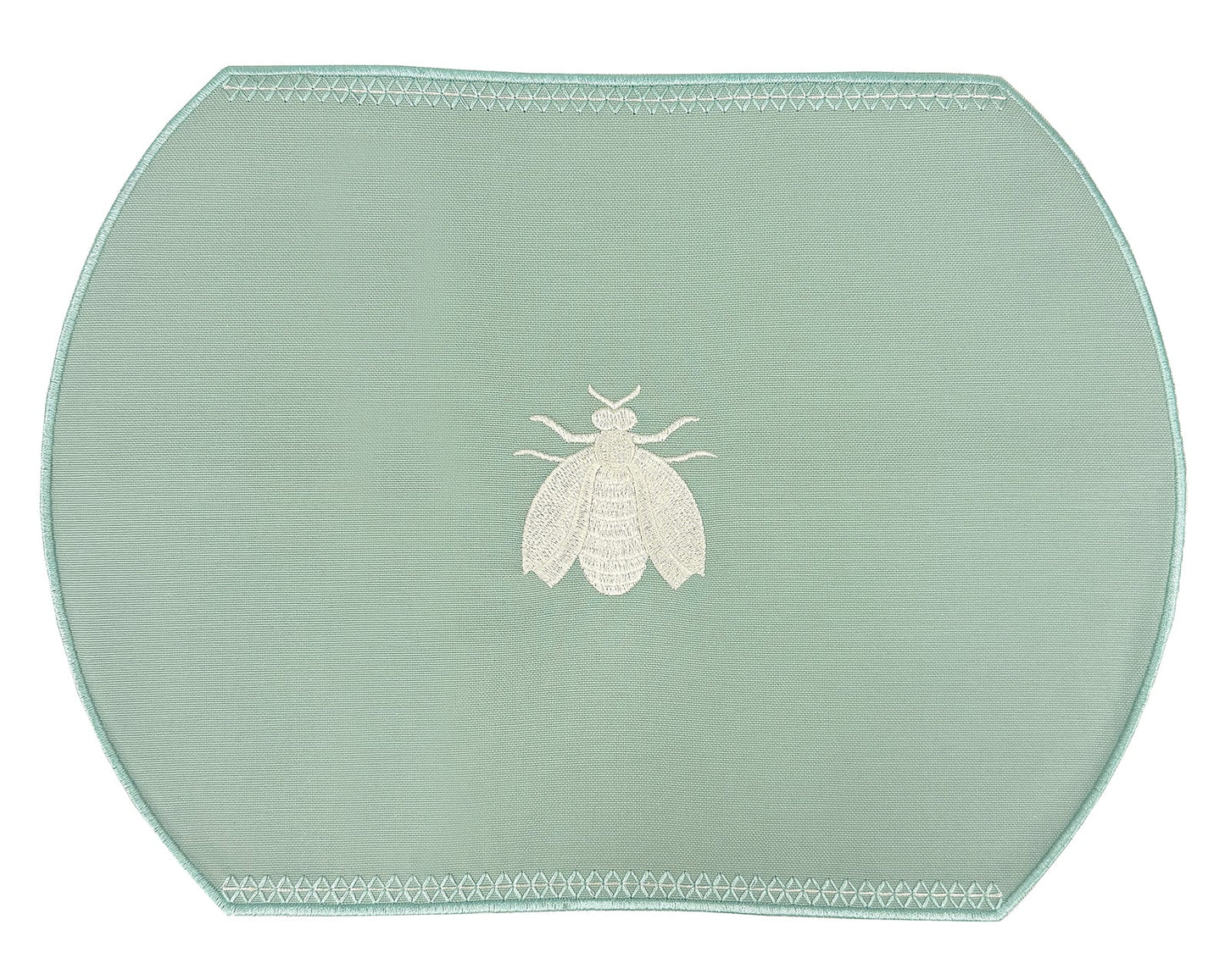 Samples Embroidered Honey Bee placemat in Duck Egg Blue x 4