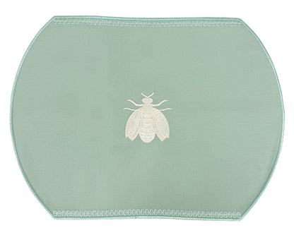 Samples Embroidered Honey Bee placemat in Duck Egg Blue x 4
