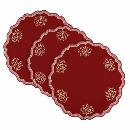 Samples Embroidered Coral placemat x 3