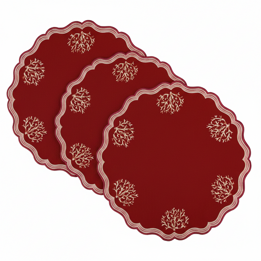 Samples Embroidered Coral placemat x 3