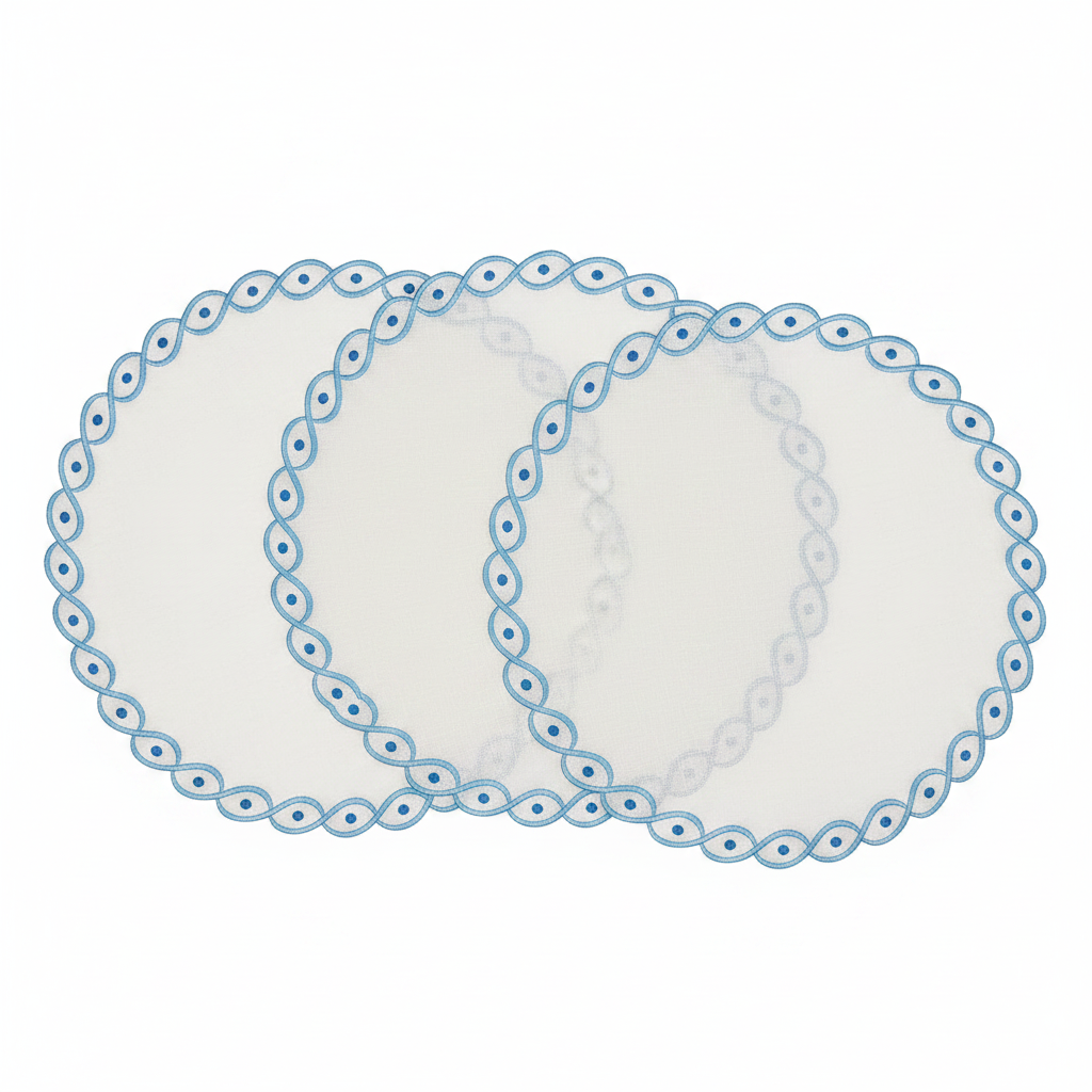 Samples Embroidered Evil Eye placemat x 3