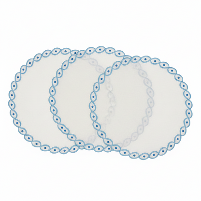 Samples Embroidered Evil Eye placemat x 3