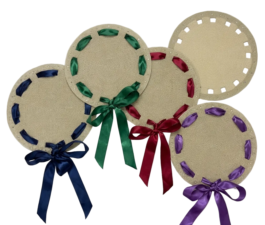 Bow Beaded placemat with Interchangeable Ribbons in Ivory, 1 piece