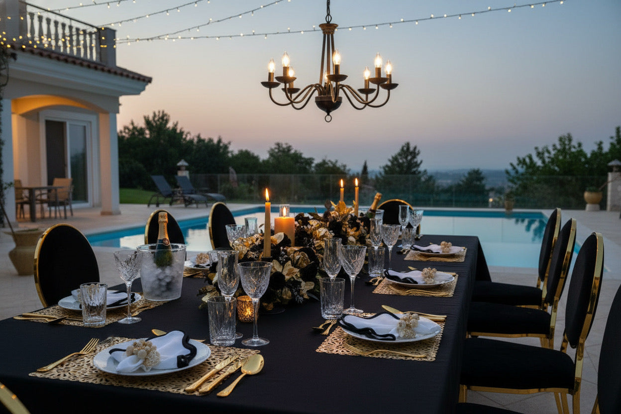 Flower Tile Rectangle Placemat in Gold, Set of 4