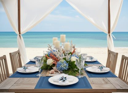 Velvet Feel Rectangle Woven Placemat in Cobalt Blue, Set of 4