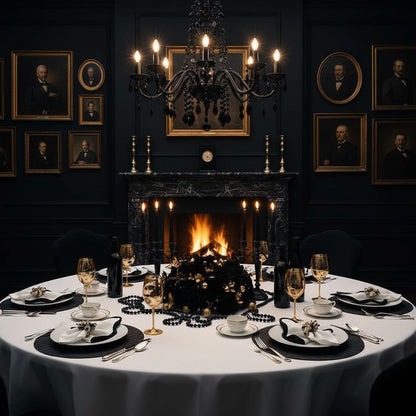 Wheat Round Placemat in Black, Set of 4