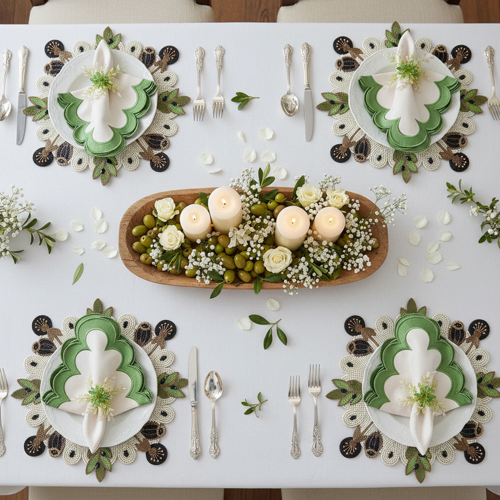 Olive Beaded placemat, Set of 2