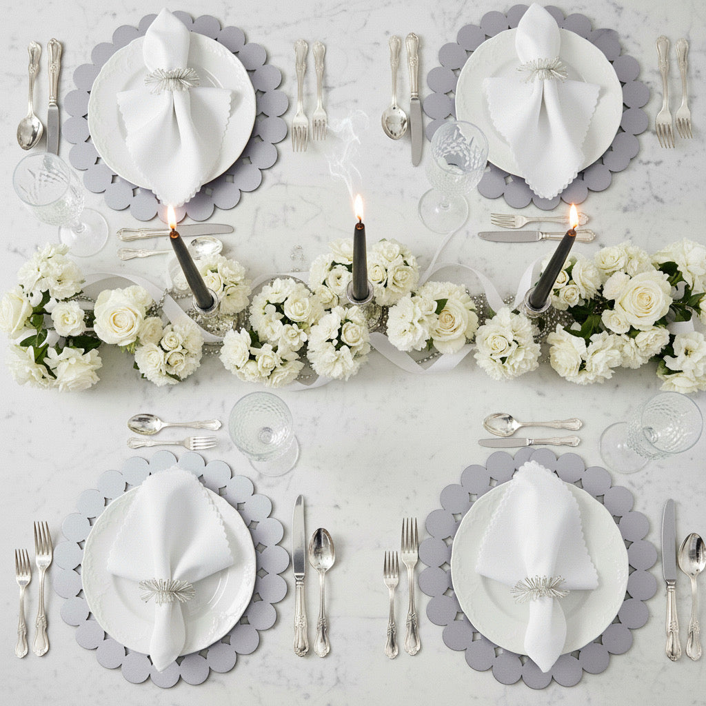 Fleur Placemat in Silver, Set of 4