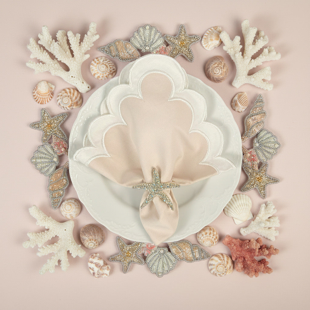 Sea Shells Beaded Placemat , Set of 2