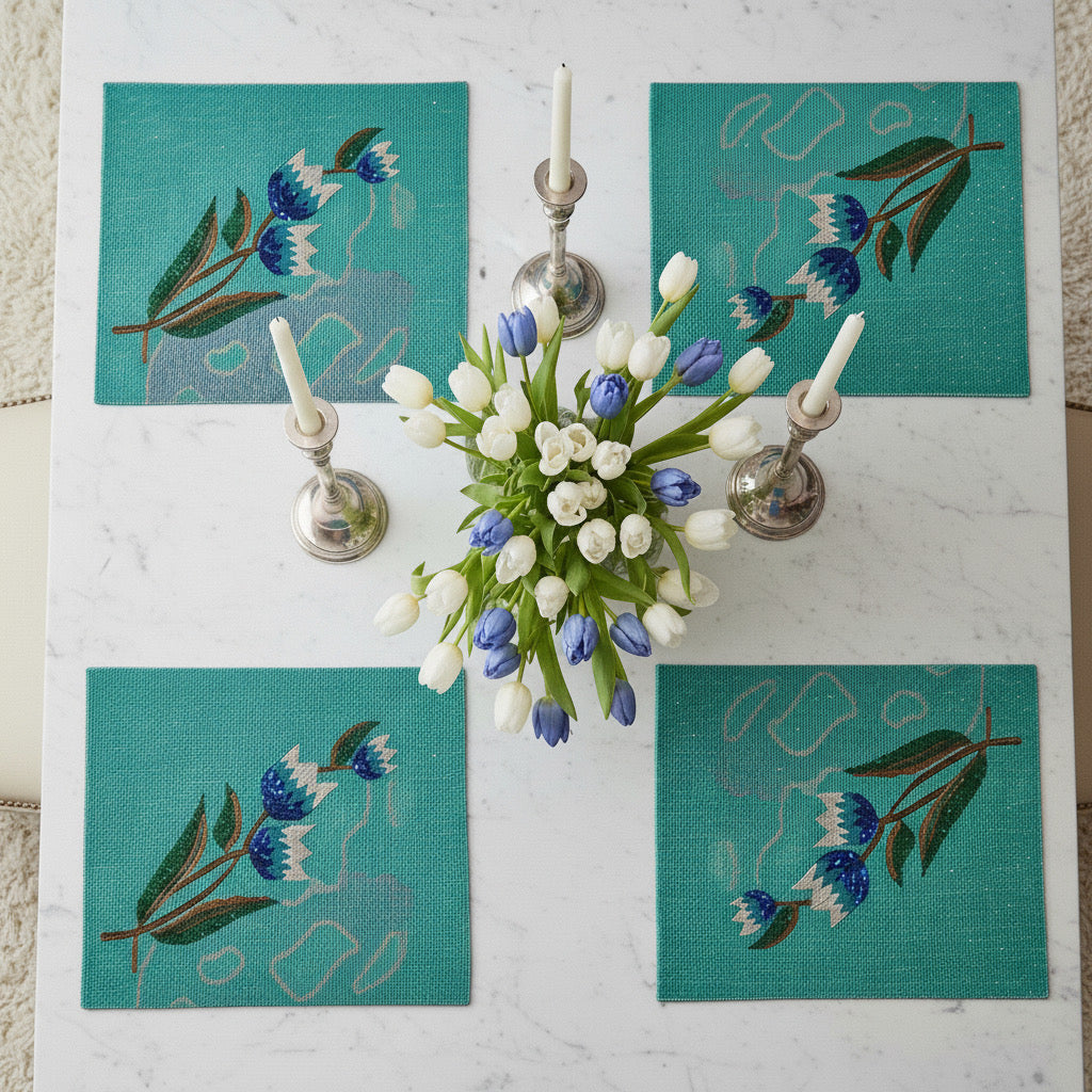 Tulips Beaded Placemat , Set of 2