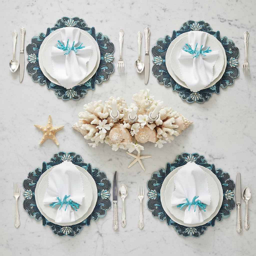 Surf Beaded Placemat , Set of 2