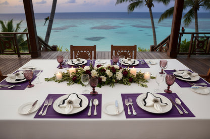 Velvet Feel Rectangle Woven Placemat in Violet Purple, Set of 4