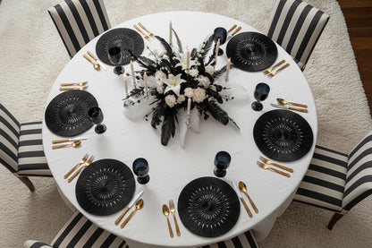 Wish Round Placemat in Black, Set of 4