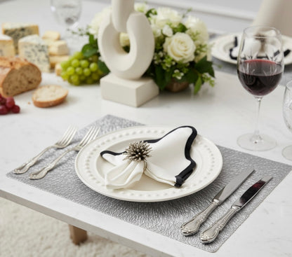 Sunburst Rectangle Placemat in Silver, Set of 4