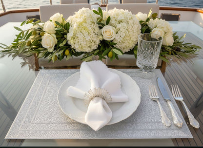 Framed Rectangle Placemat in Silver, Set of 4 Silver