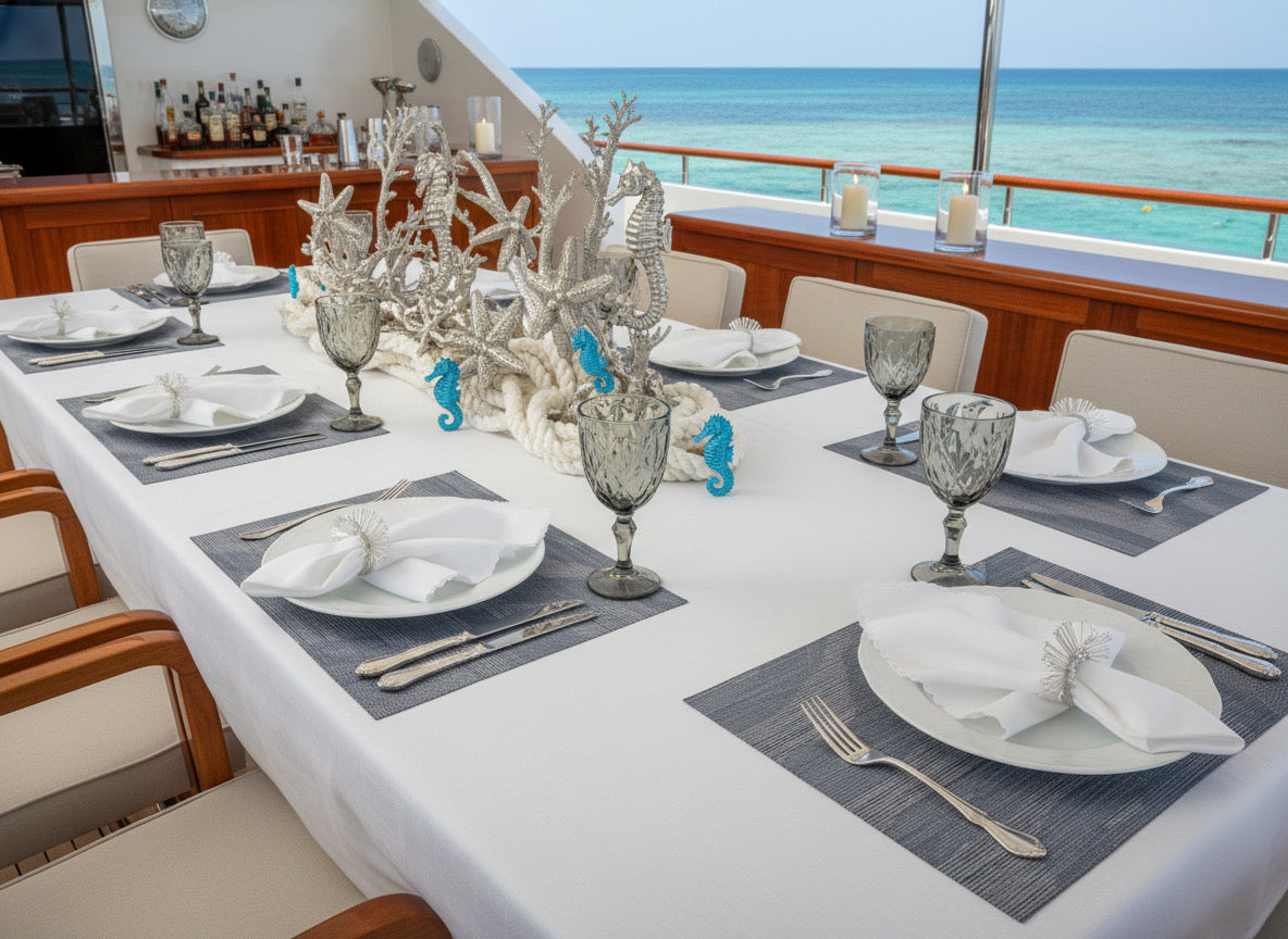 Wave Rectangle Woven Placemat in Grey, Set of 4