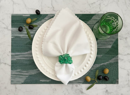 Wave Rectangle Woven Placemat in Green, Set of 4