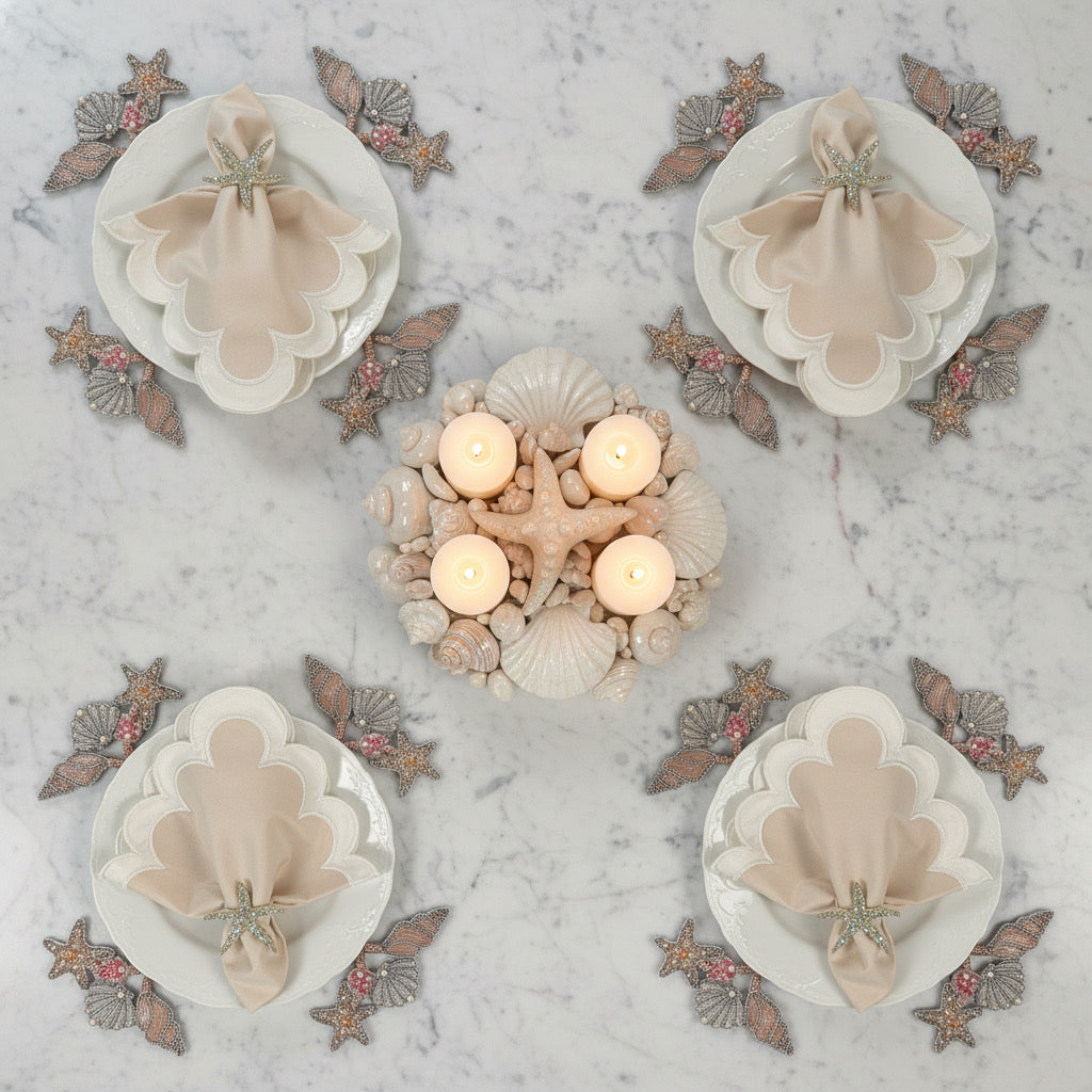 Sea Shells Beaded Placemat, Set of 2