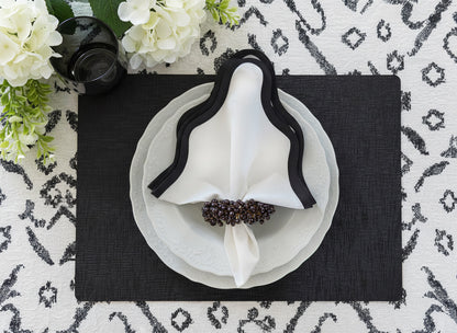 Metallic Rectangle Placemat in Black, Set of 4