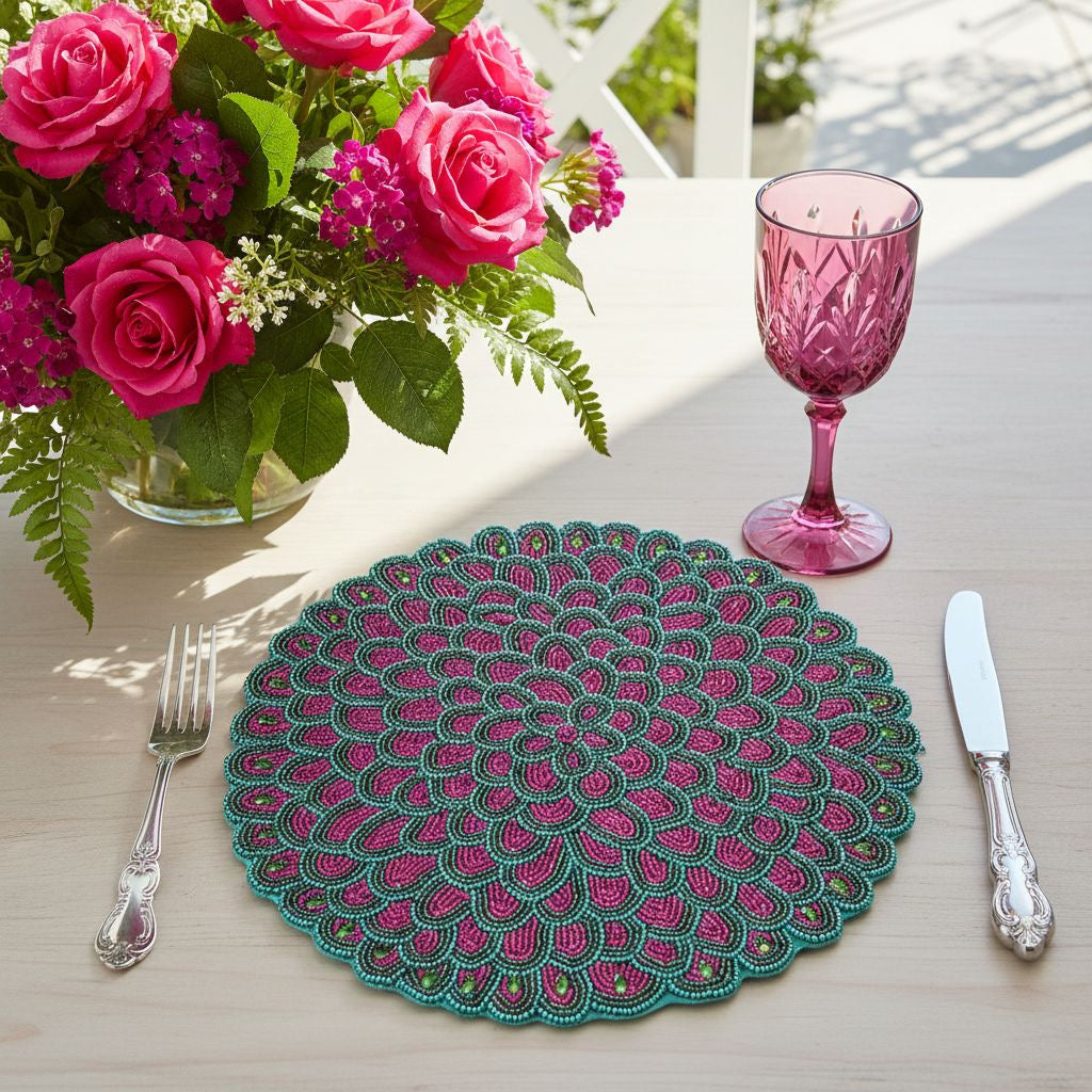 English Garden Beaded Placemat , Set of 2