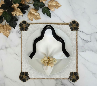 Fleur-de-lis Beaded placemat, Set of 2